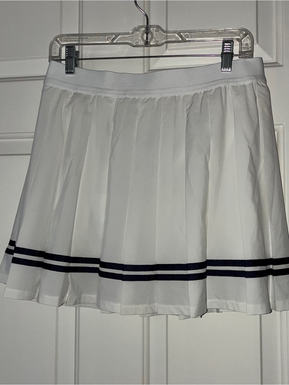 RLX Ralph Lauren Pleated A-Line Performance Skort Ceramic White/Navy Sz M - Picture 10 of 11